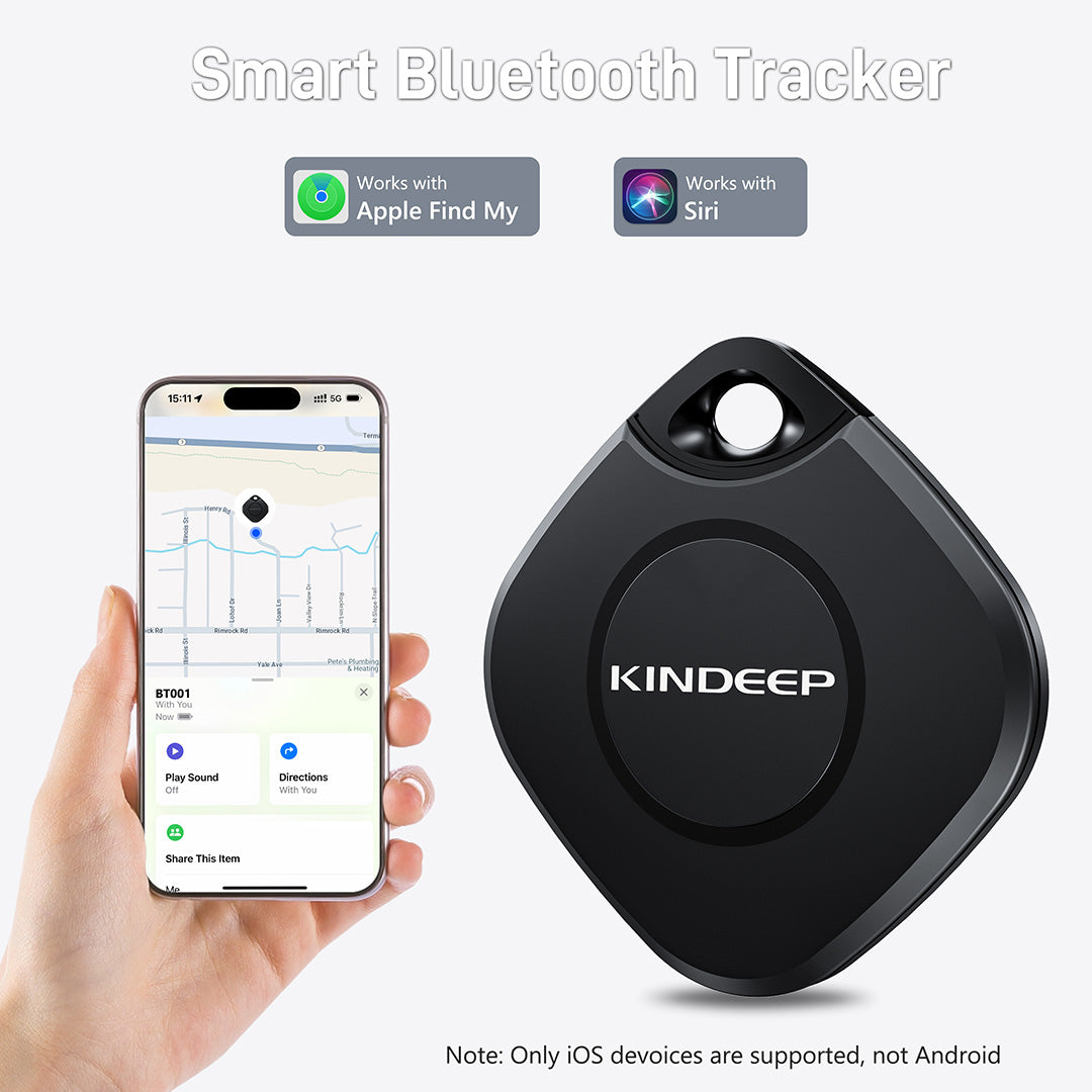 Kindeep Black Tracker for Keys Wallet & Luggage-Apple Find My Compatible Key Finder