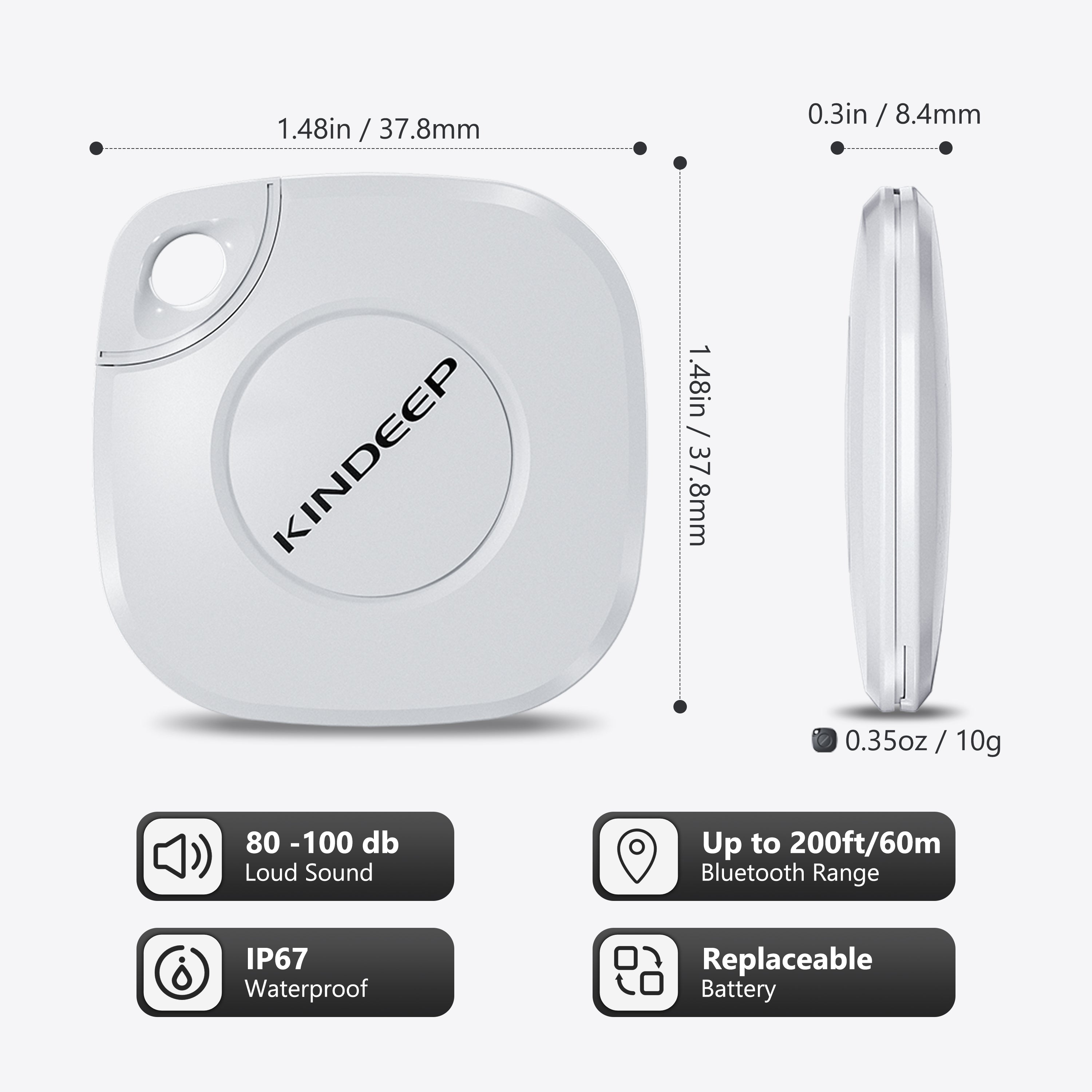 Kindeep Key Finder Wallet Locator for iOS-White Tracker for Apple Find My