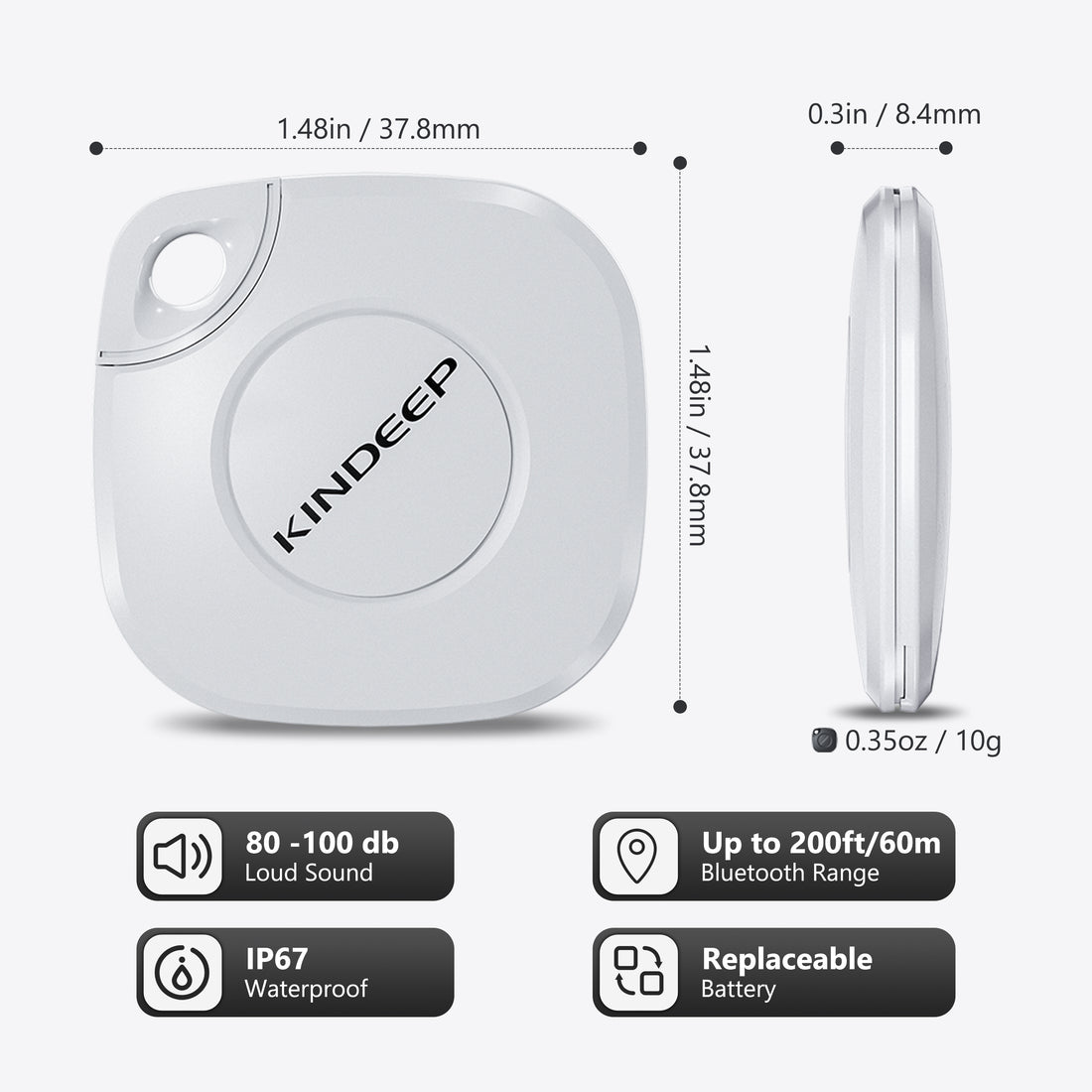 Kindeep Key Finder Wallet Locator for iOS-White Tracker for Apple Find My