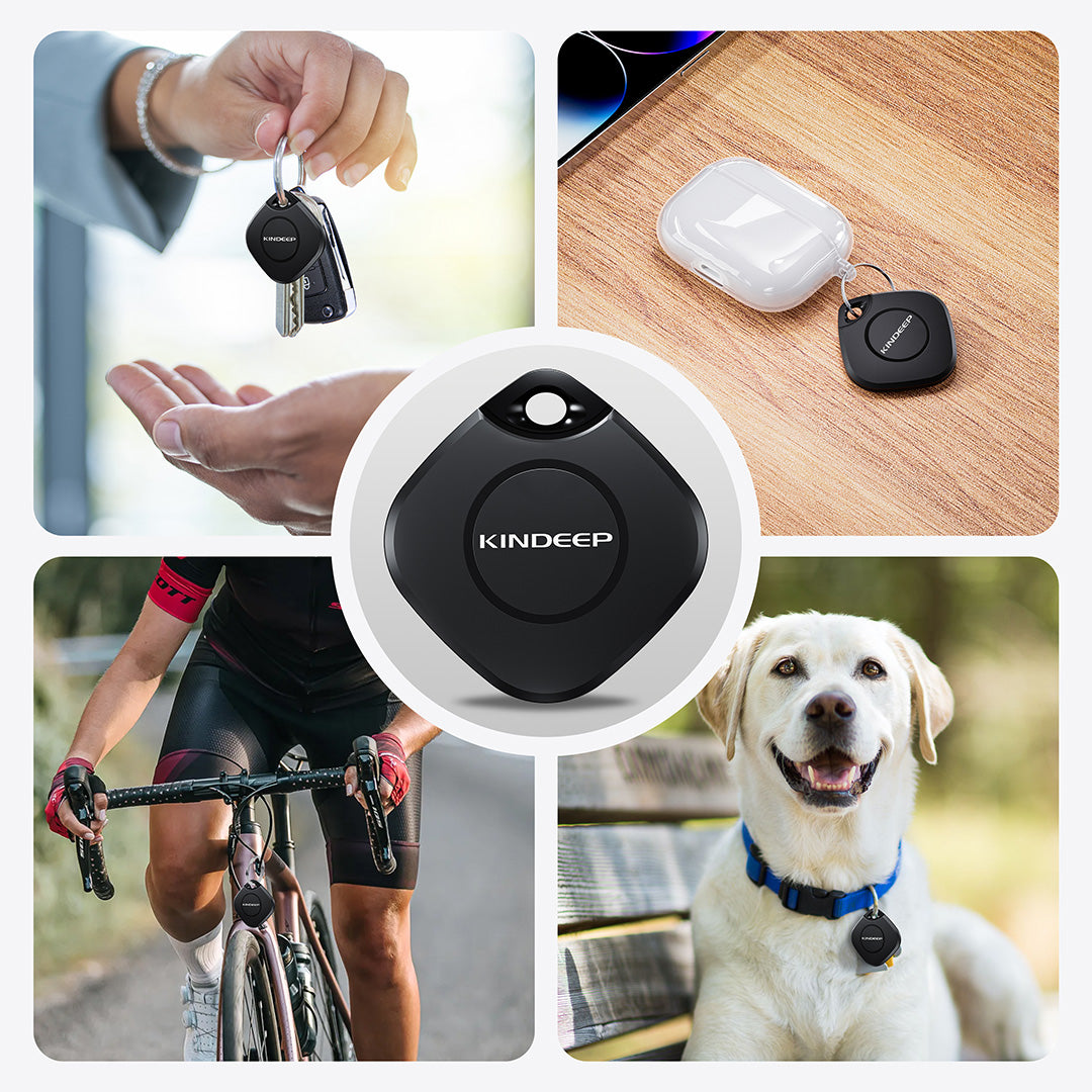 Kindeep Black Tracker for Keys Wallet & Luggage-Apple Find My Compatible Key Finder